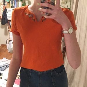 Orange embroidered top